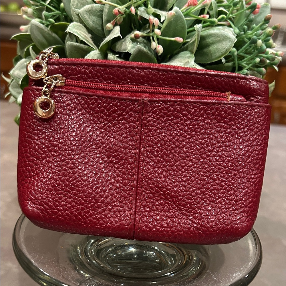 Red Leather key chain Coin Purse